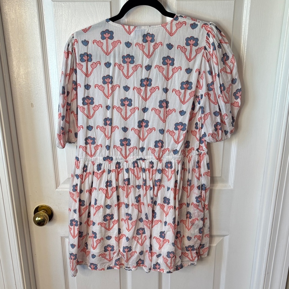 Livro Women's Mini draw string lined pockets Dress - Pink and Blue Floral - Picture 3 of 3